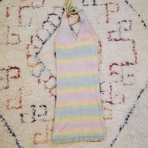Rainbow halter sweater dress